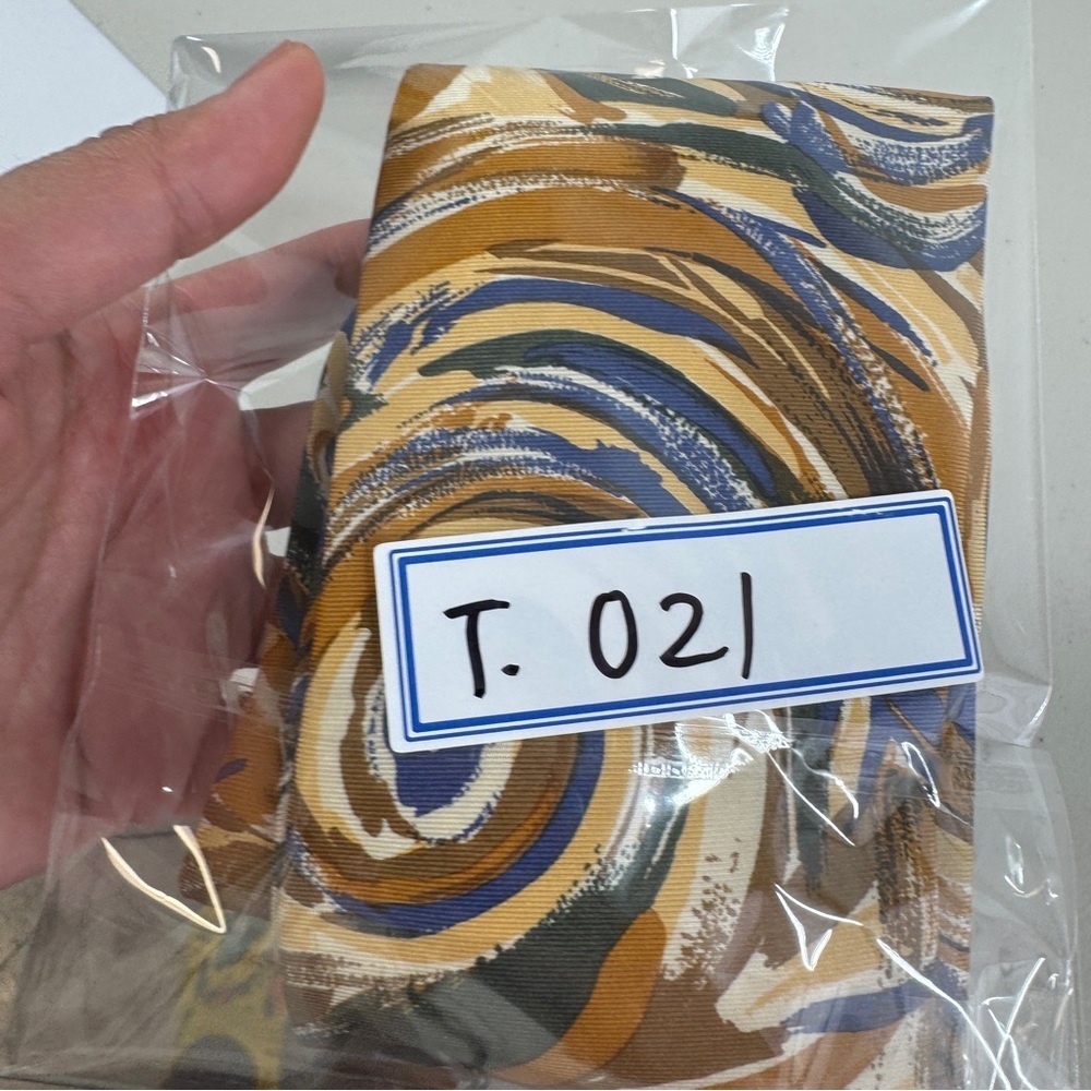 Lavatelli Silk Abstract Patterned Men's Tie Swirl Brown Blue Vintage Designer - Picture 15 of 15